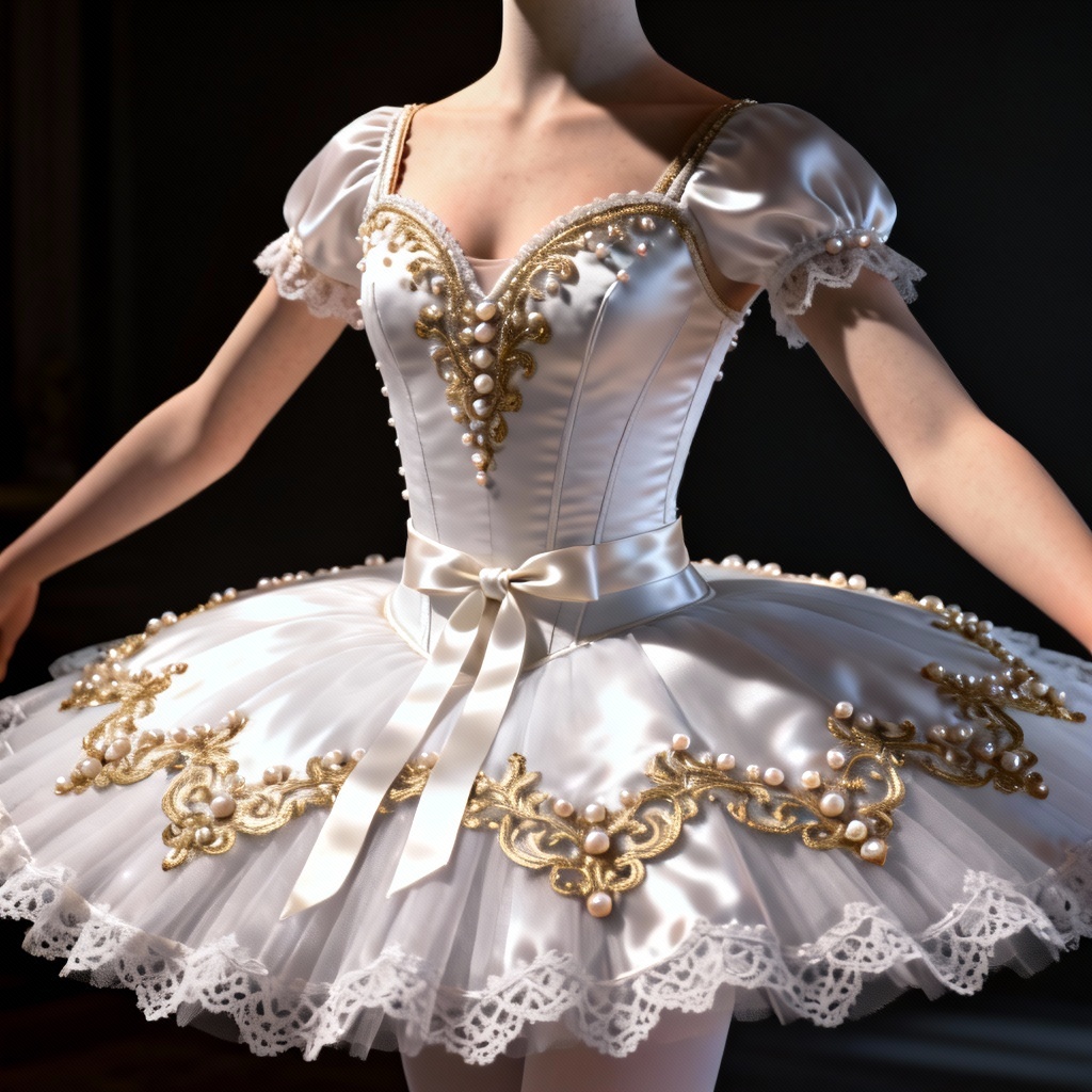 AI Classical Pancake Tutu with gold appliques