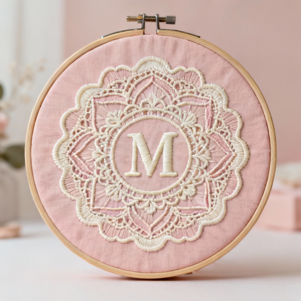 AI lace mandala embroidery monogram