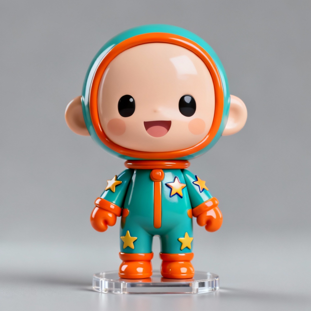 Toy-like space explorer figure with glossy vinyl finish