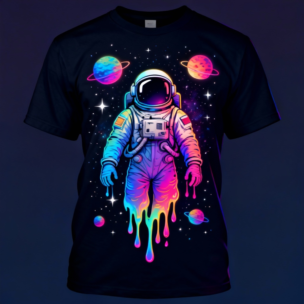 Psychedelic astronaut melt t-shirt design