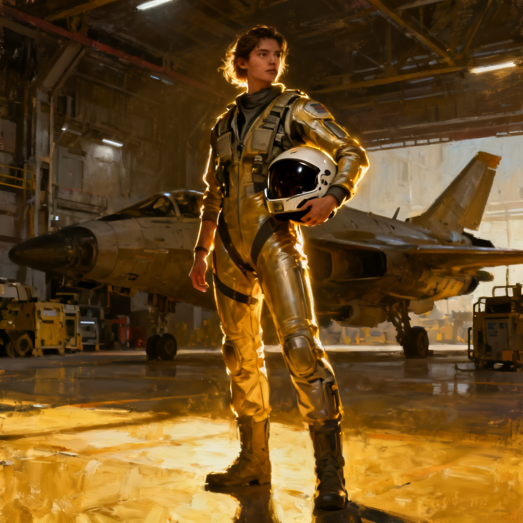 AI full-body semi-realistic sci-fi pilot