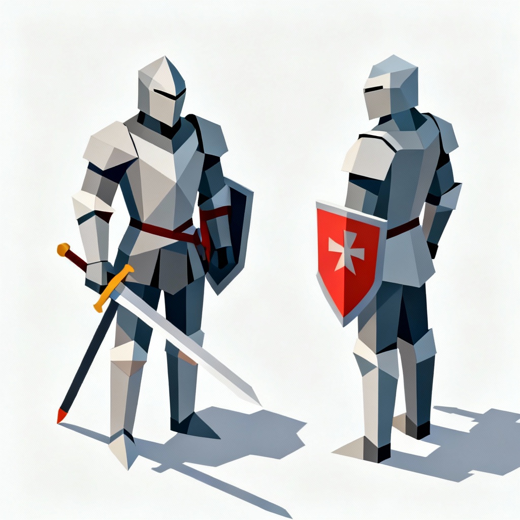 AI low poly knight character concept