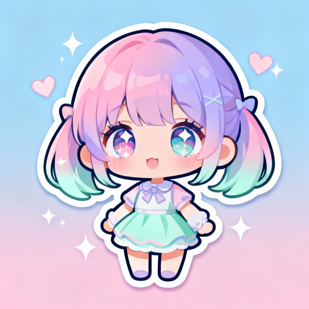 AI-generated kawaii chibi character with big eyes and pastel colors