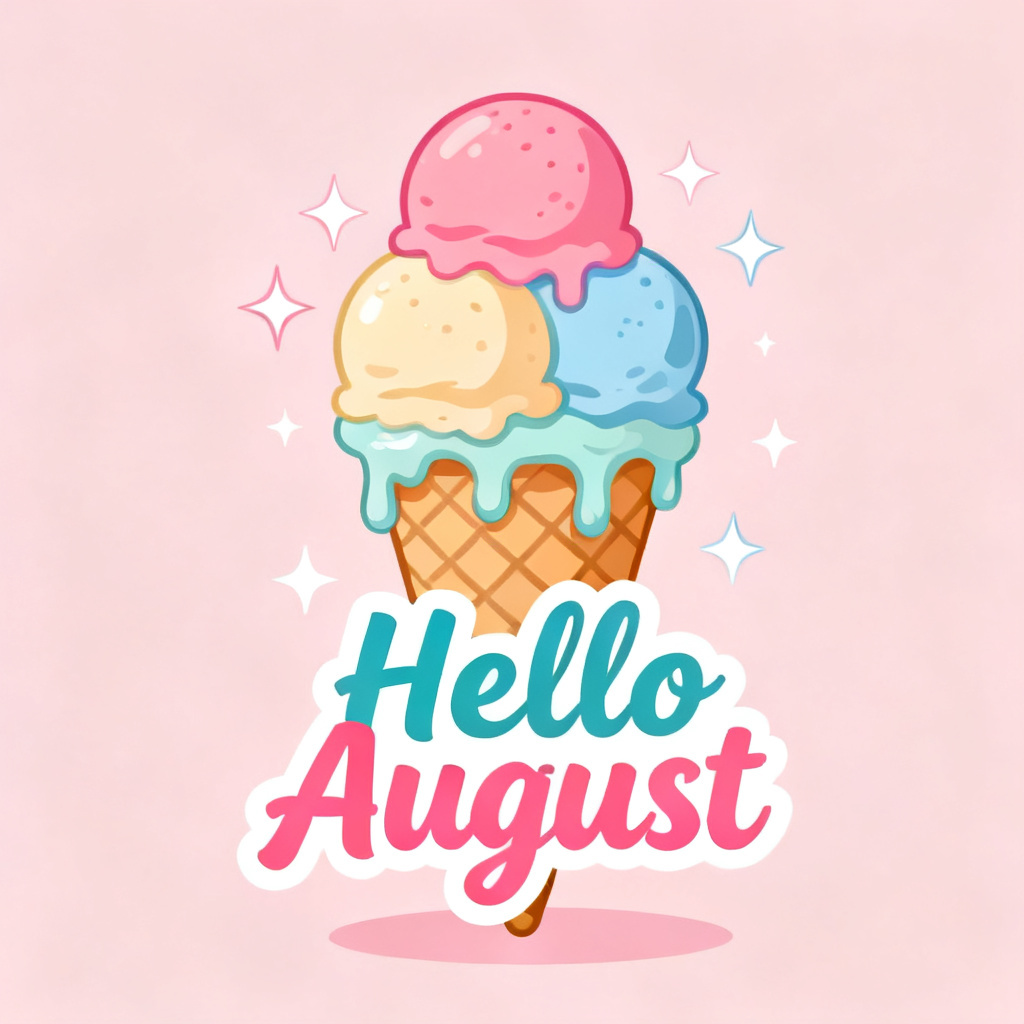 AI August Ice Cream Illustration