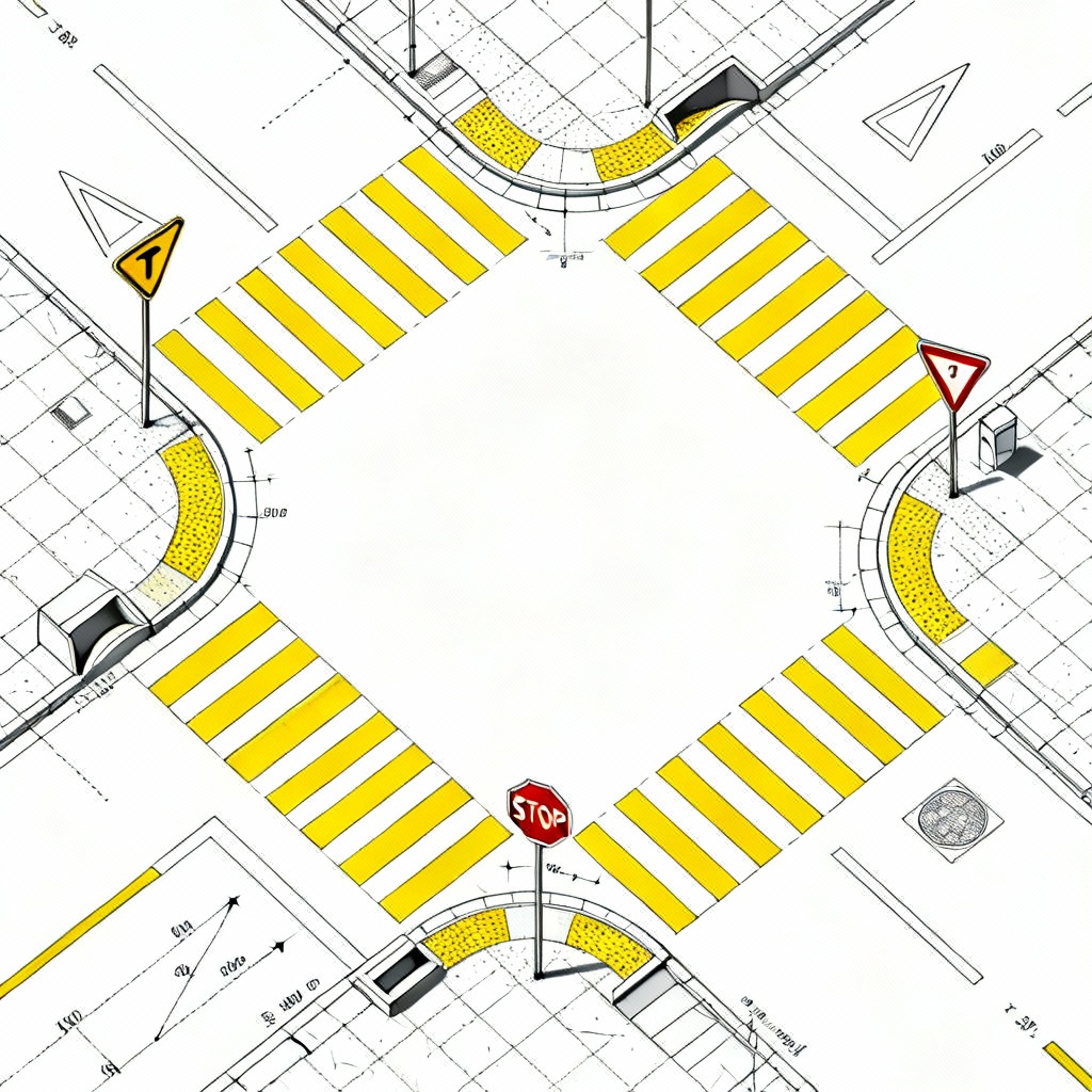 AI generated zebra crosswalk plan in city plaza