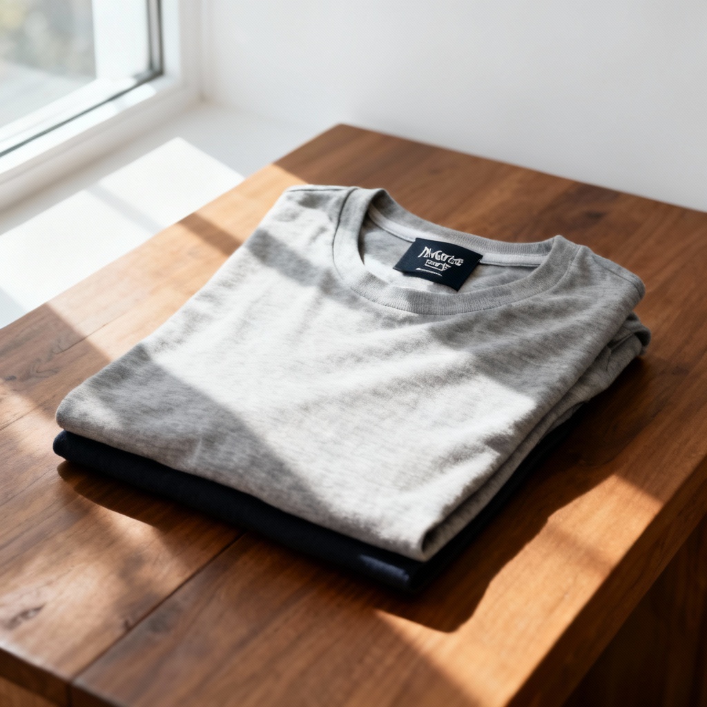 AI T-shirt mockup on studio tabletop