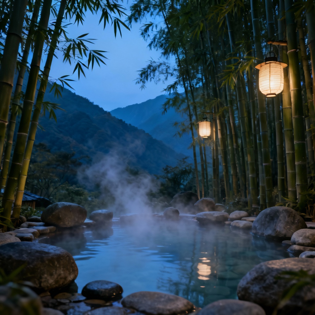 AI zen hot springs paradise