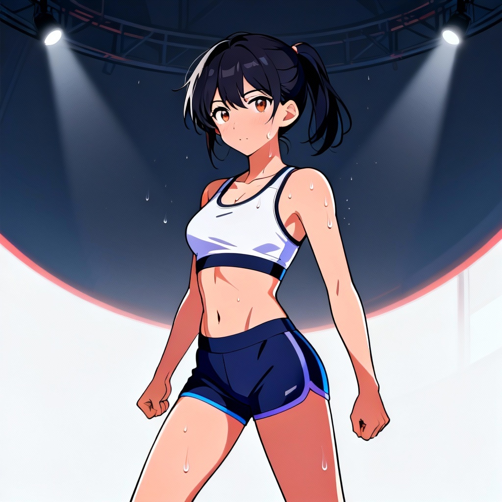 AI sexy anime sporty studio photoshoot