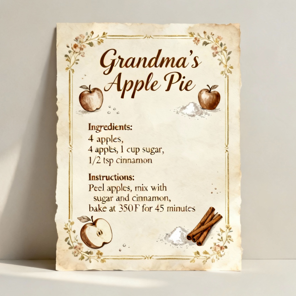 AI Family Recipe Wedding Gift Print