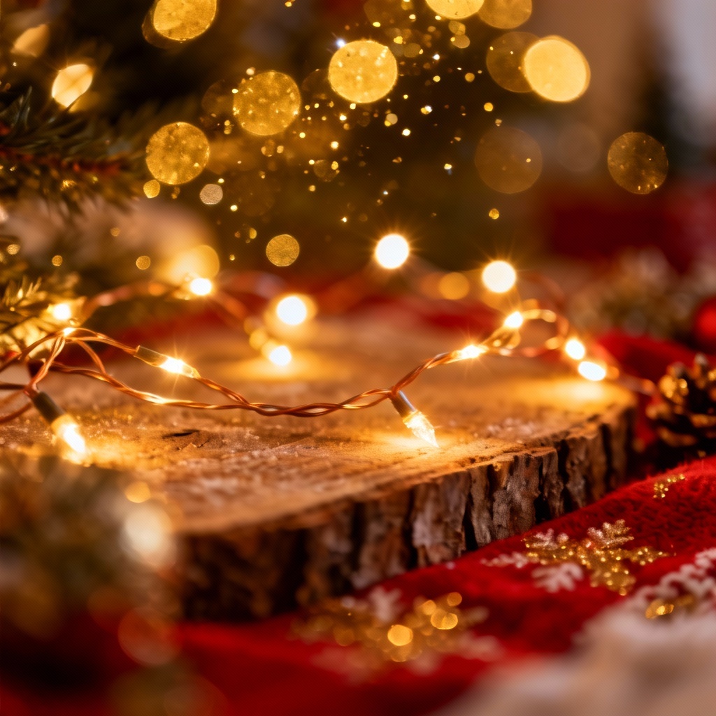 AI festive scene with golden bokeh sparkles