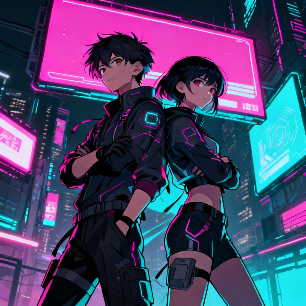 AI Cyberpunk Anime Couple