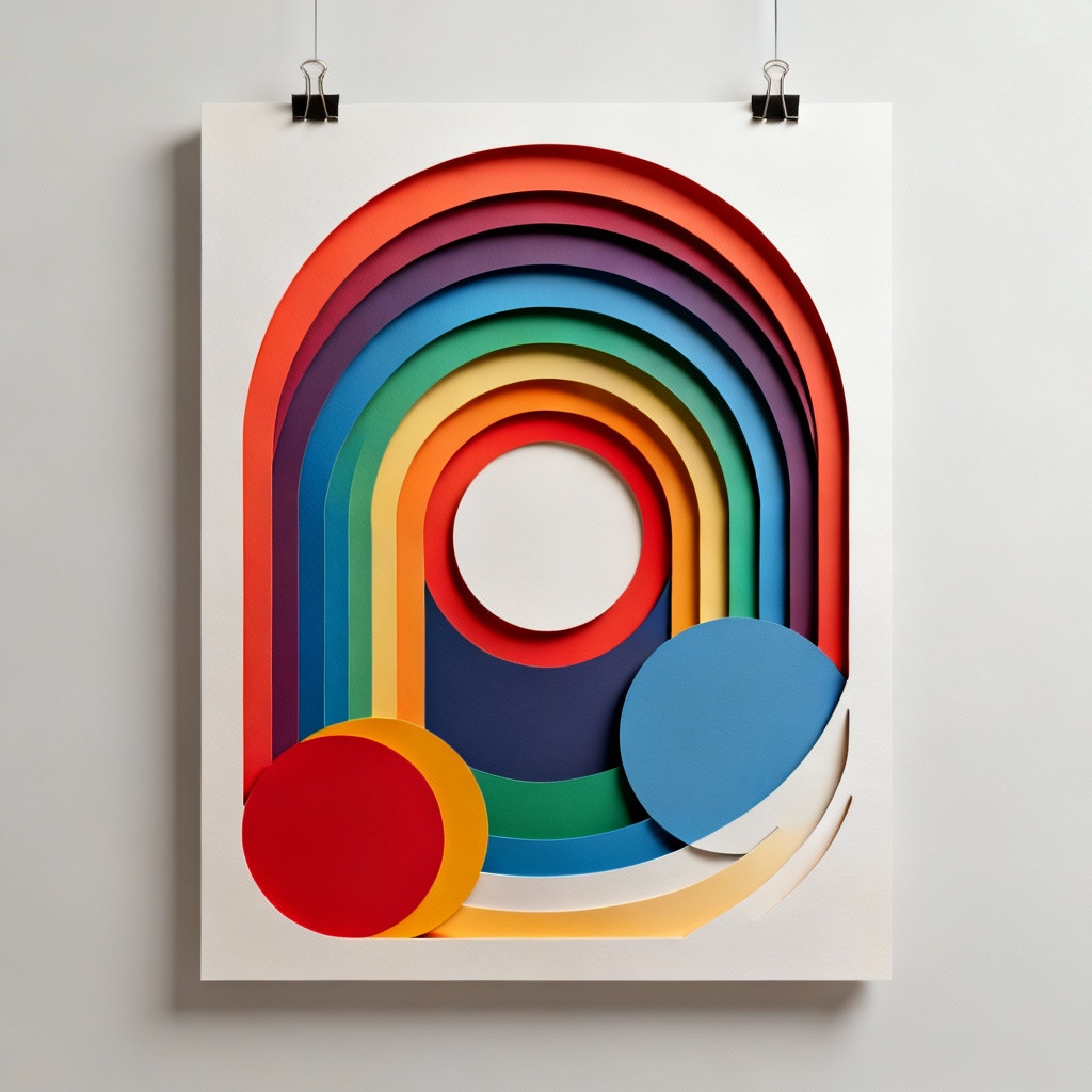 AI abstract geometric layered papercut composition