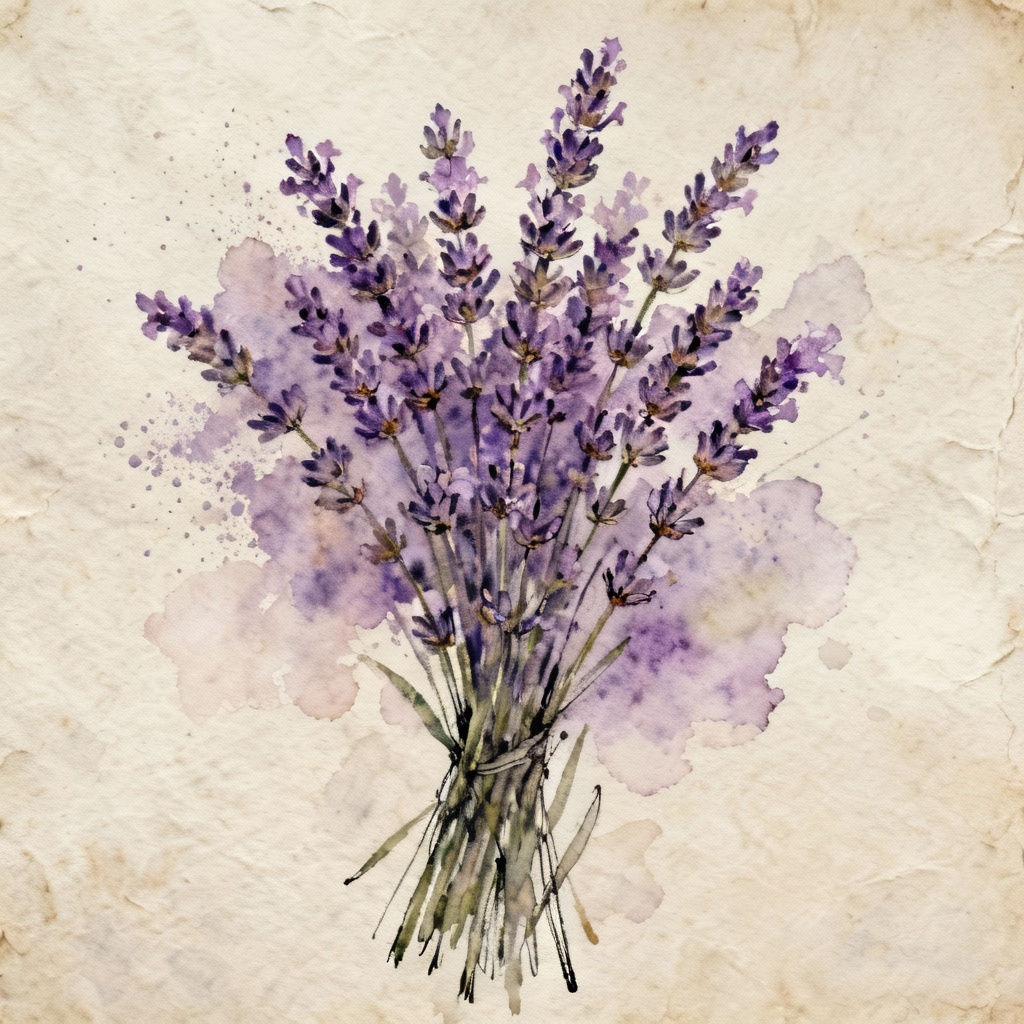AI Watercolor Lavender Bouquet Artwork