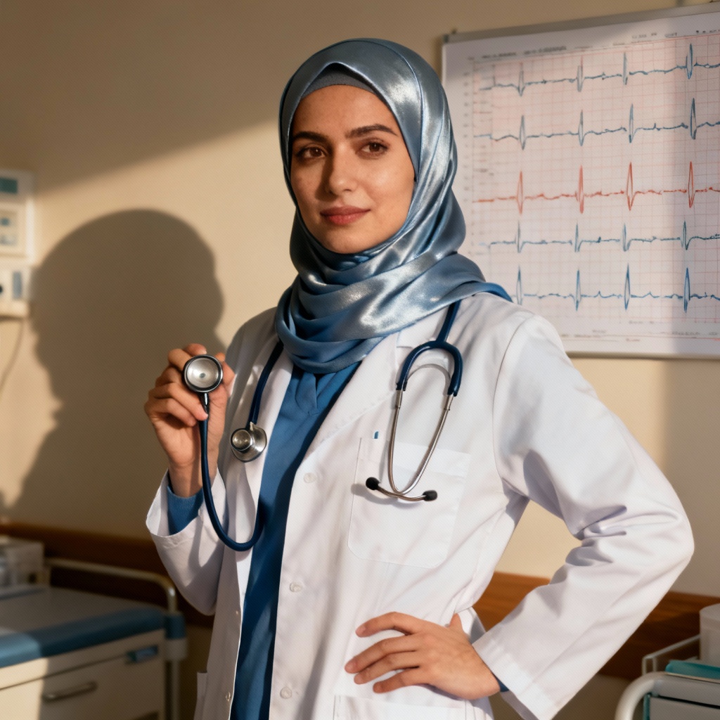 AI cardiologist in hijab portrait