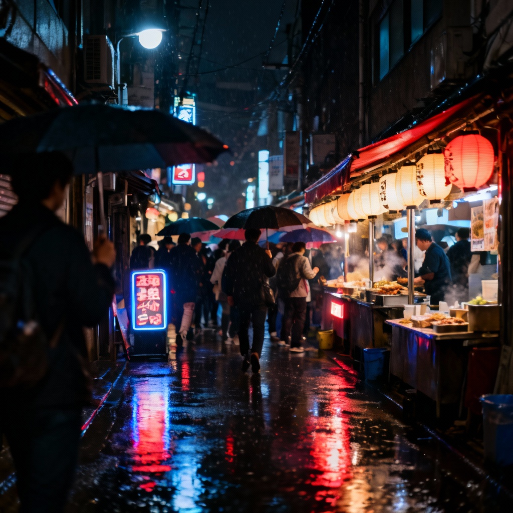 AI night city tour in neon district