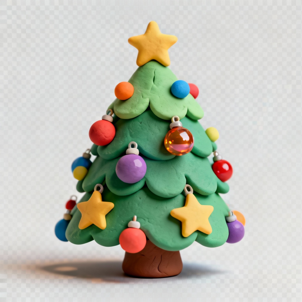 3D plasticine style Christmas tree clipart
