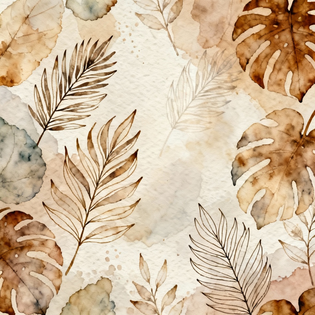AI boho botanical line art aesthetic wallpaper