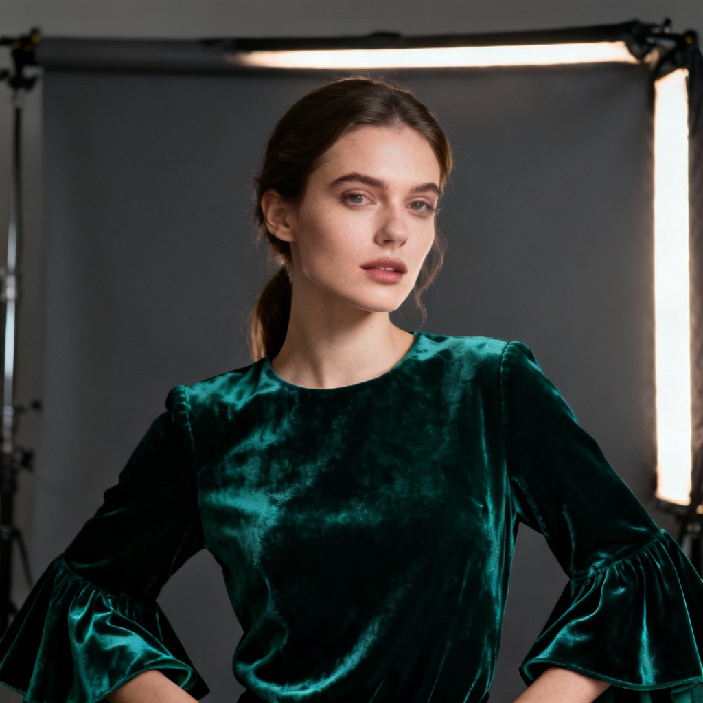 AI Velvet Bell Sleeves Editorial