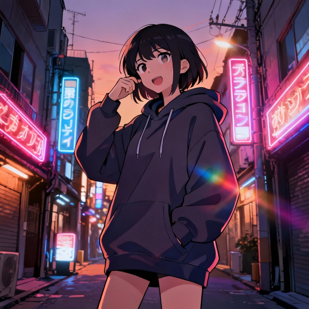 AI anime girl in streetwear style
