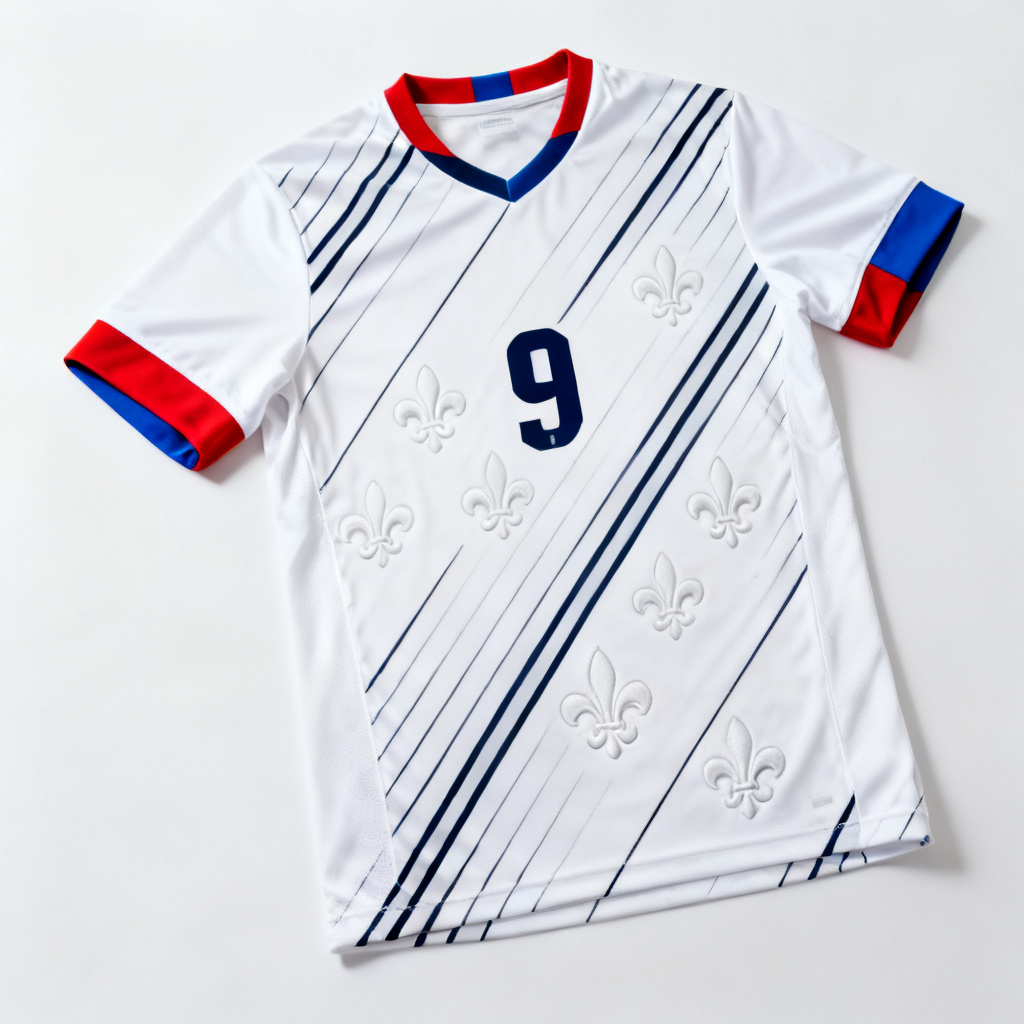 AI France White Away Jersey With Tricolor Cuffs