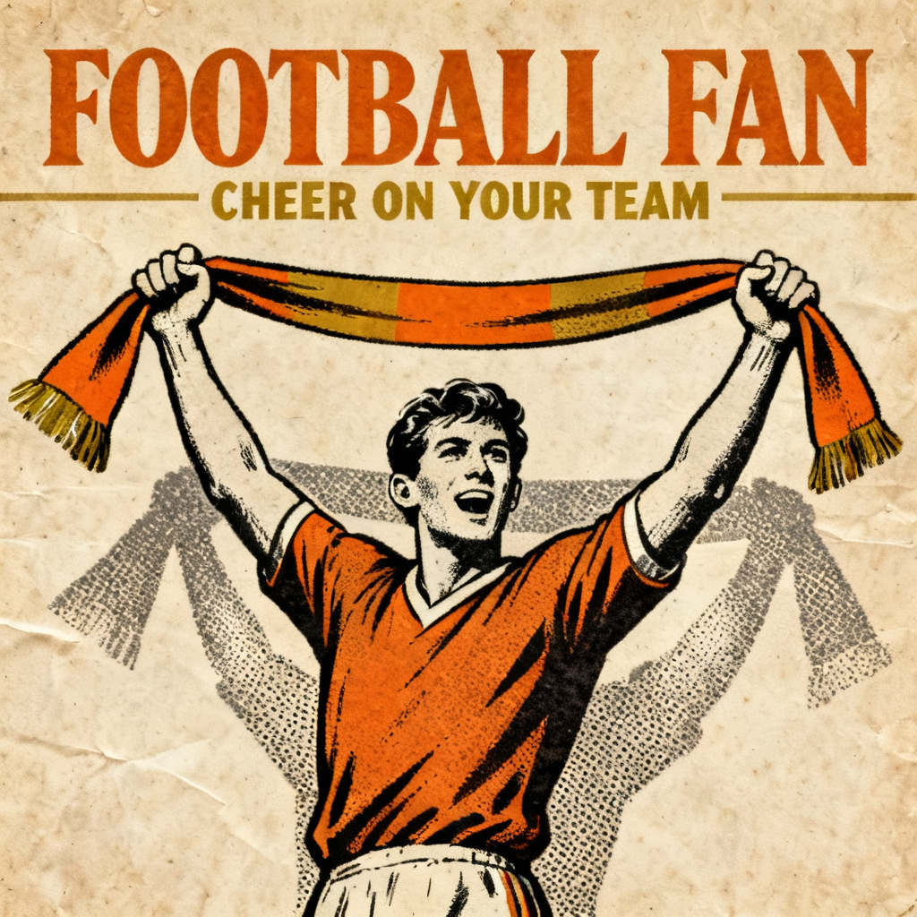 AI retro football fan poster with bold typography