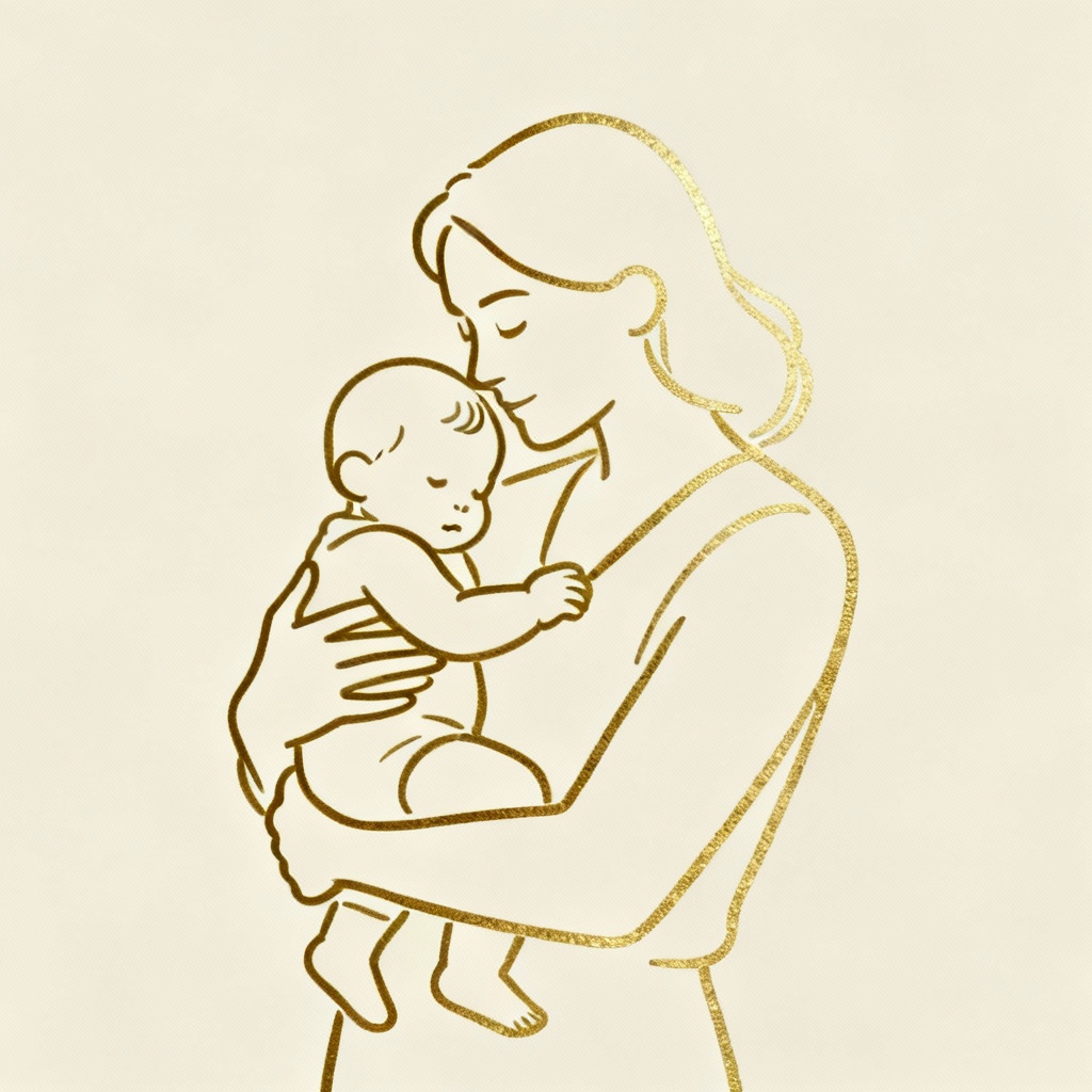 AI minimal line art parent and baby podcast cover