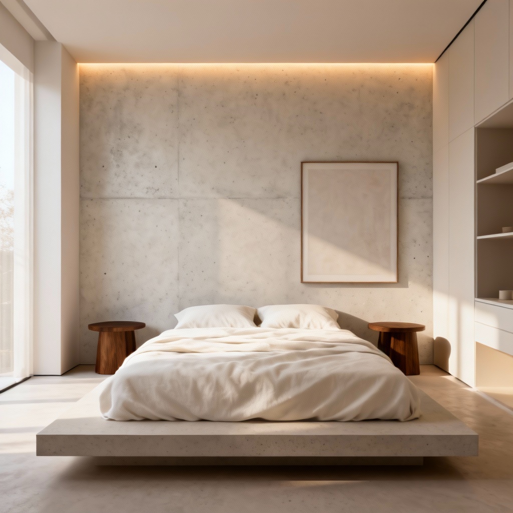 AI minimalist modern bedroom decoration