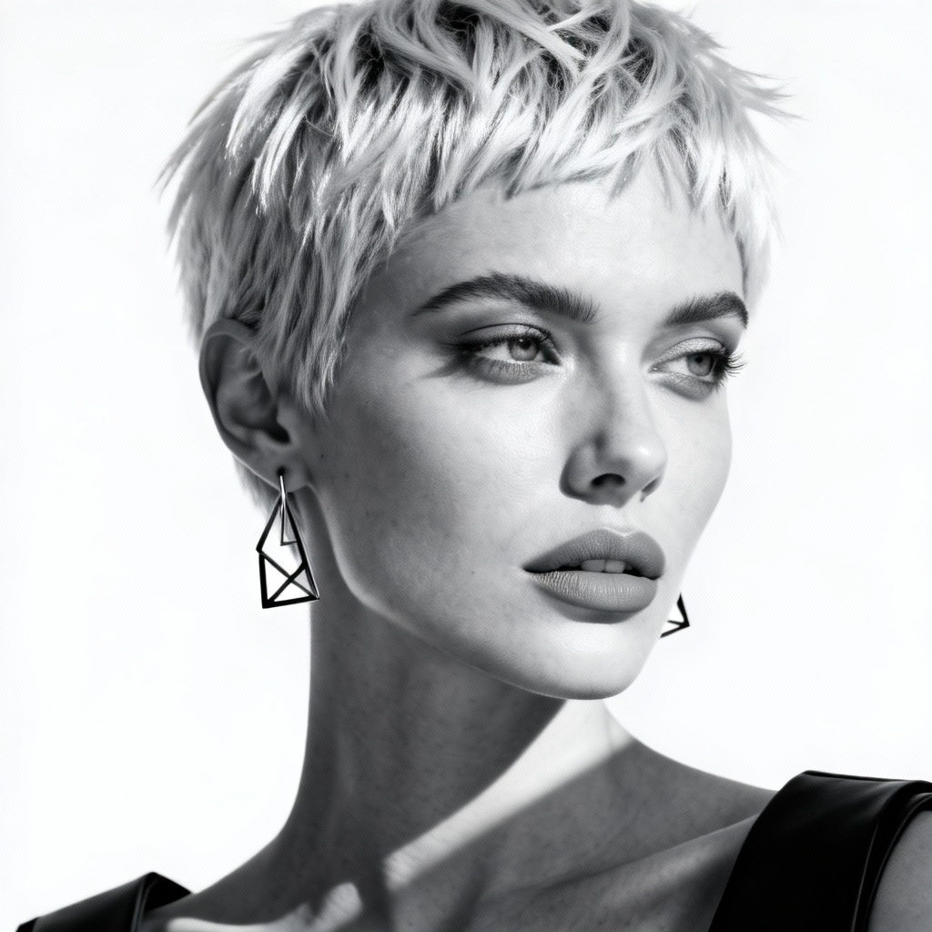 AI platinum silver pixie cut