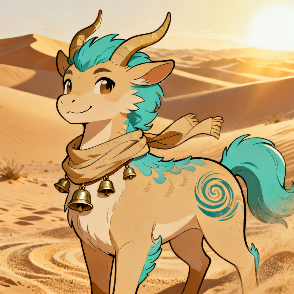 Desert kirin OC with warm tones and dunes
