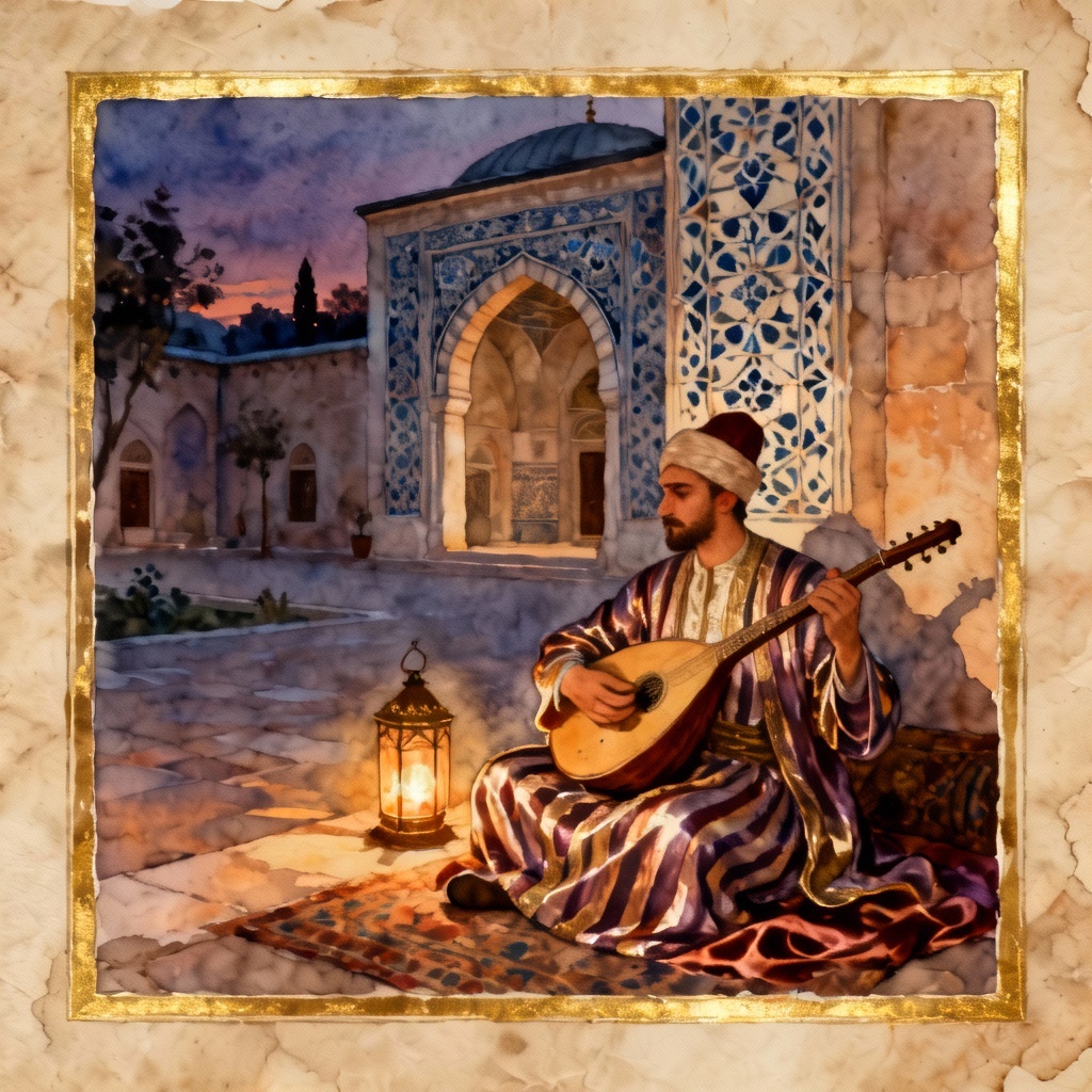AI Ottoman Court Musician Portrait With Oud