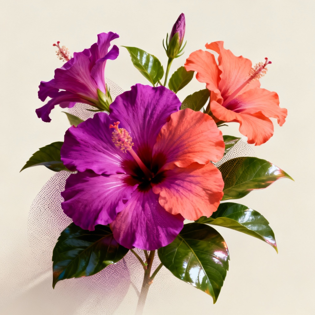 Bold tropical hibiscus flowers poster with gradients