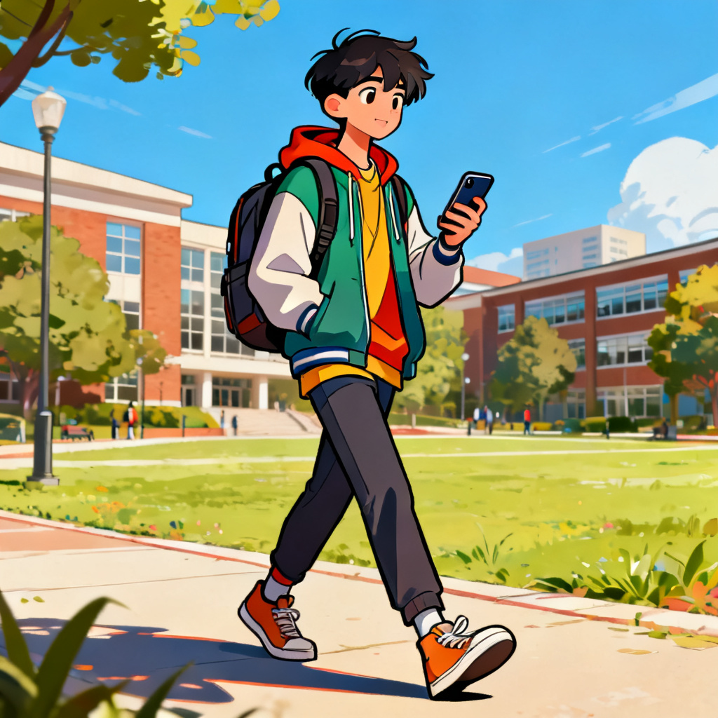 AI full-body modern casual student OC
