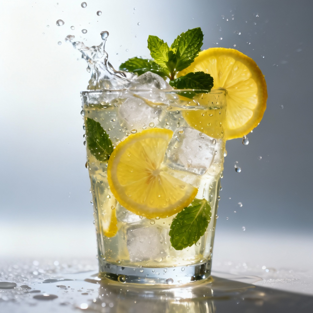 AI-generated icy lemonade with condensation and mint