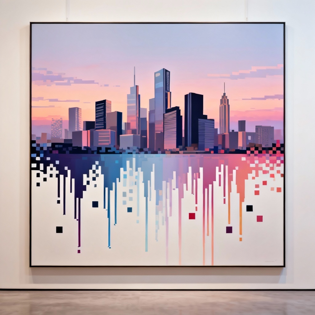 AI pixel sorted city skyline melt effect