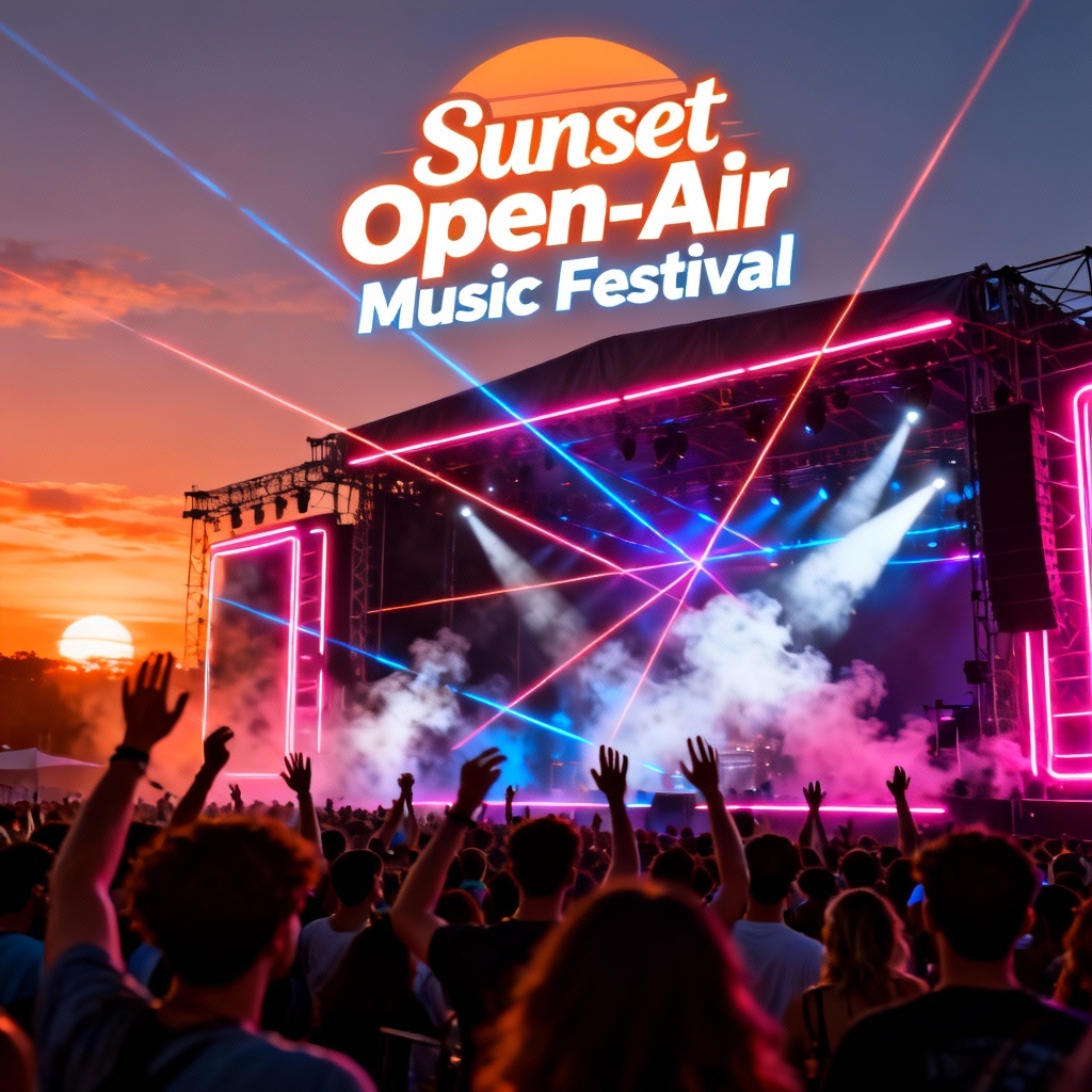 AI Neon Music Festival Stage