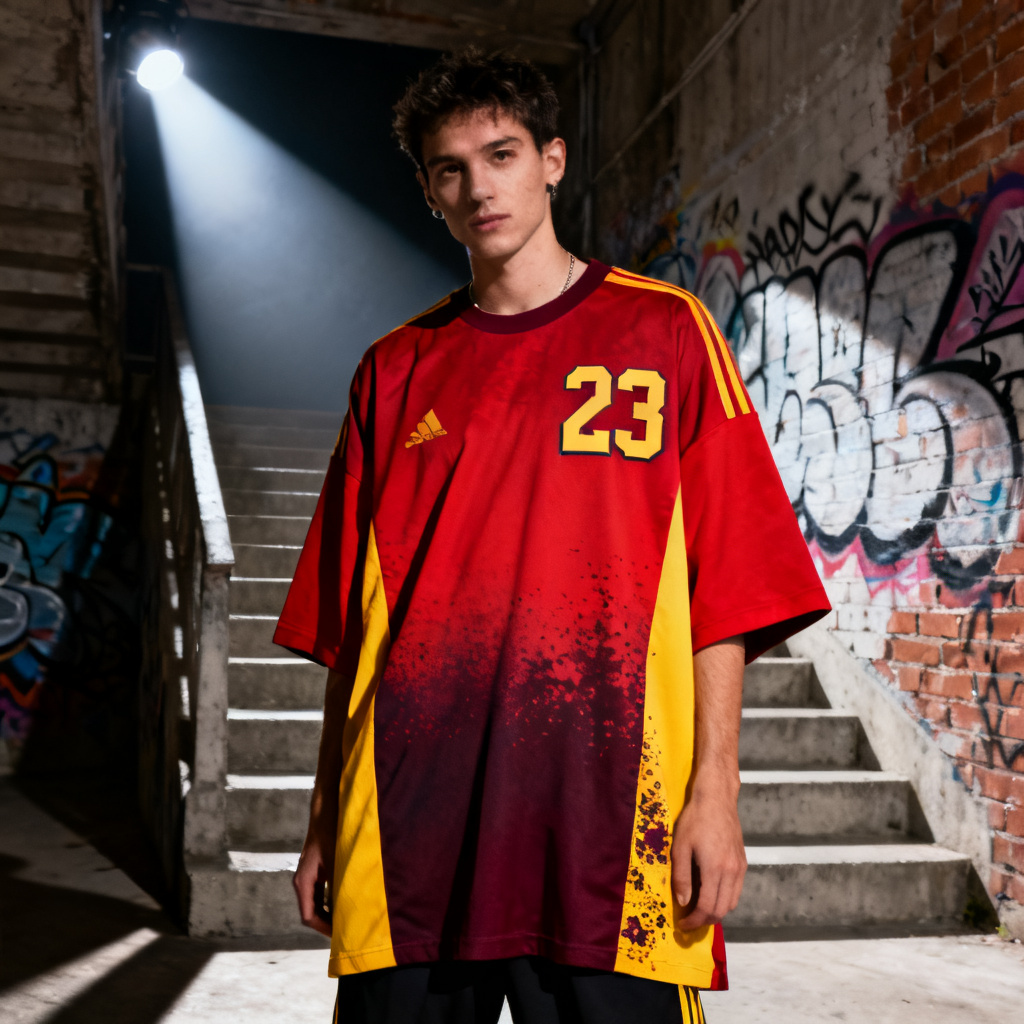 AI Spain streetwear jersey with gradient and bold panels