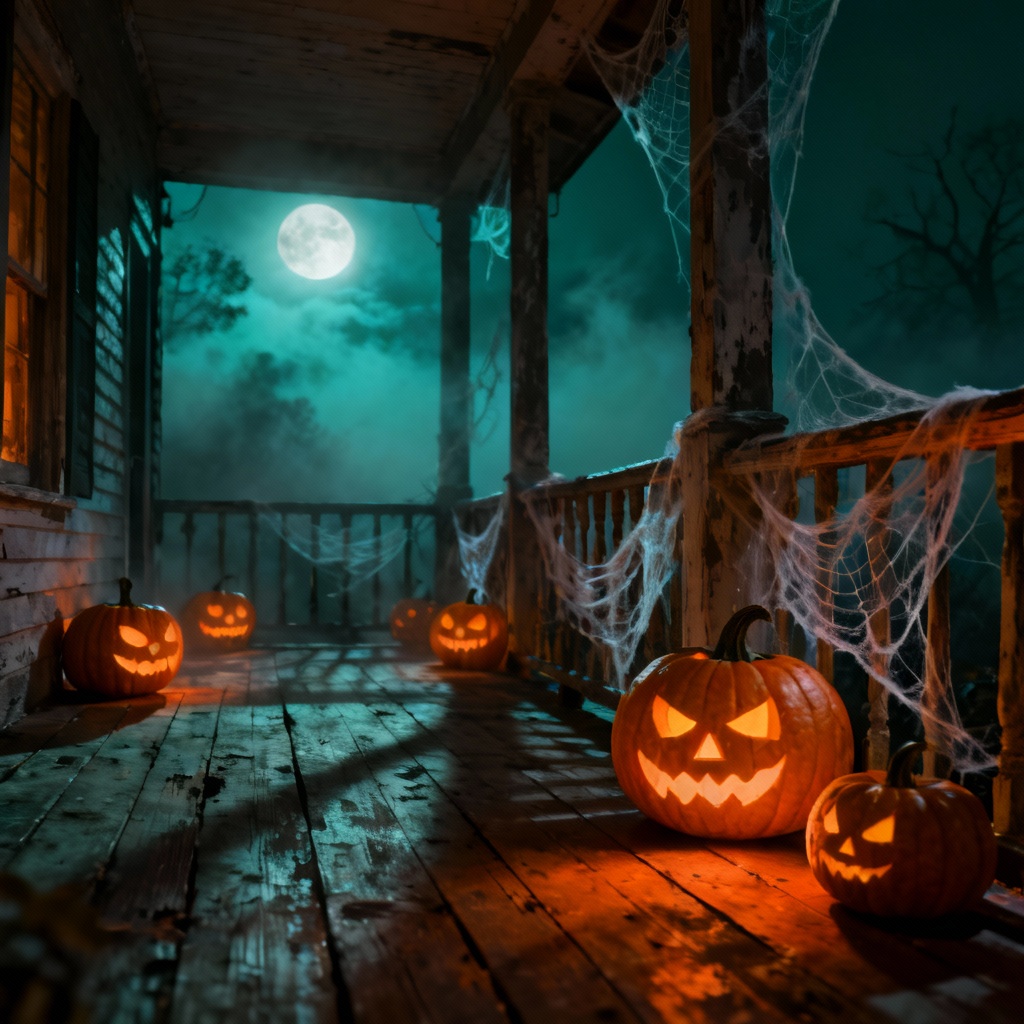 Halloween haunted house porch background