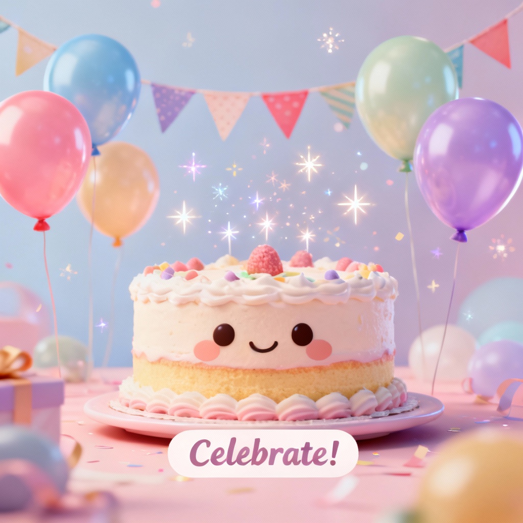 AI cute kawaii birthday wishes image