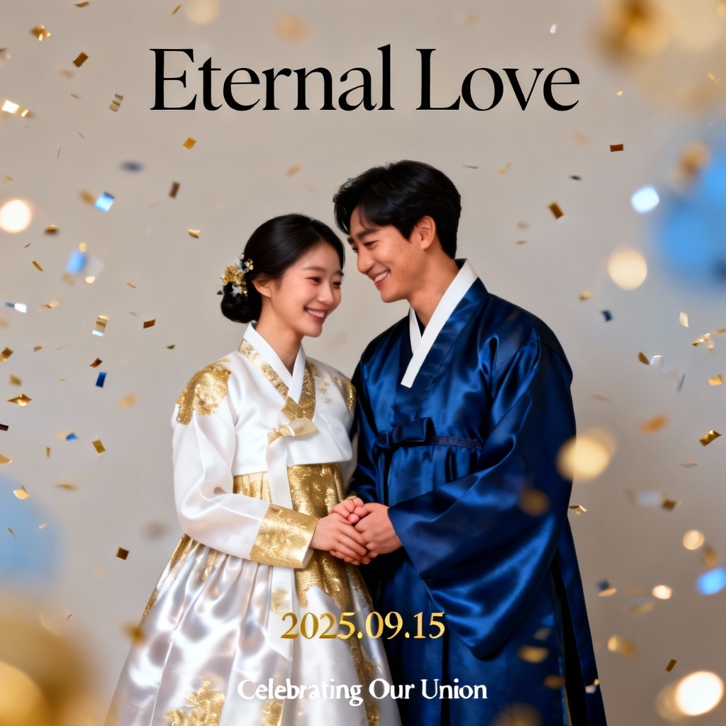 AI wedding hanbok couple poster look