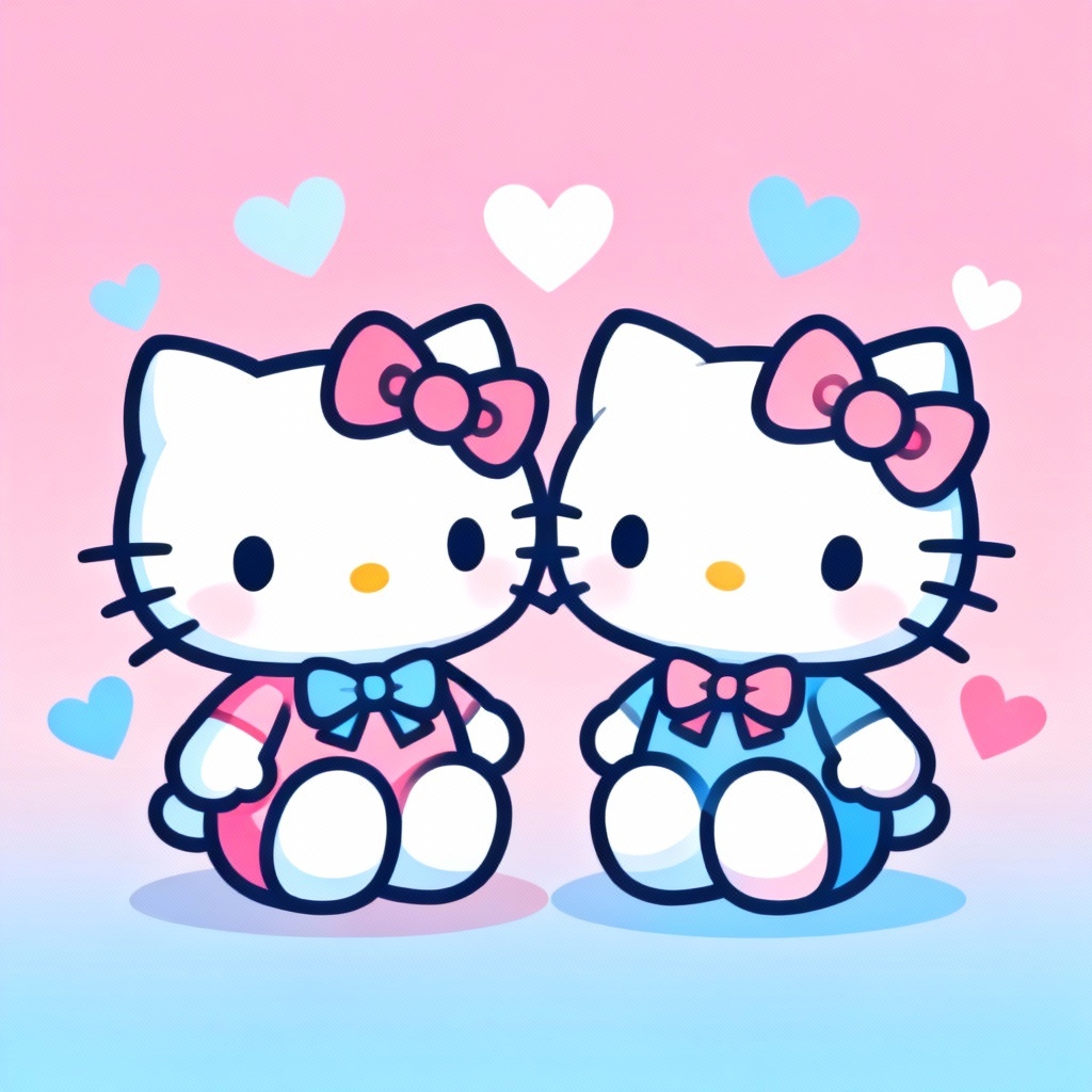 AI Hello Kitty Style Couple Portrait