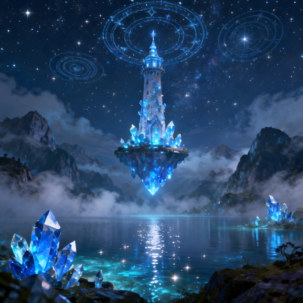 AI Crystal Wizard Tower fantasy scene