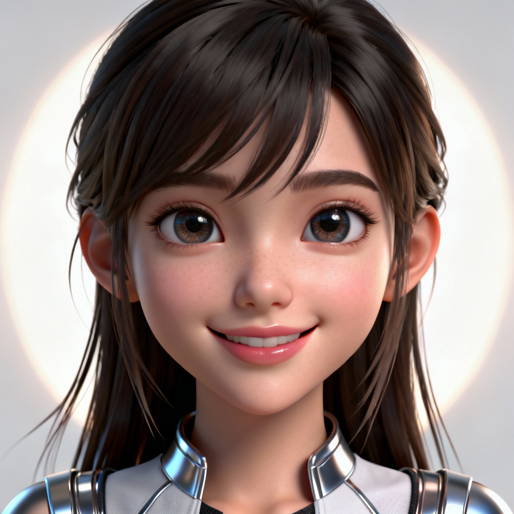 3D stylized AI girl portrait render