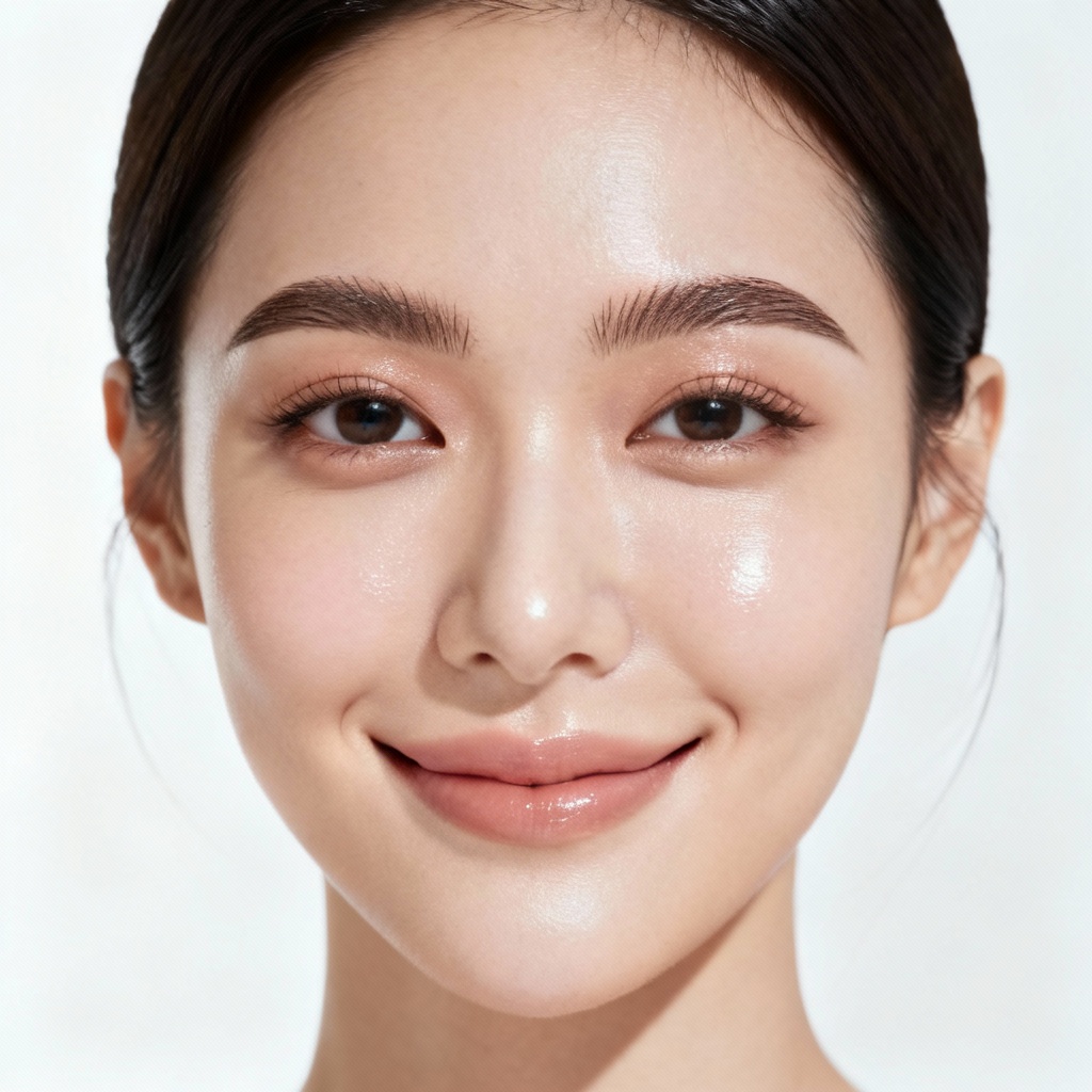 Minimal studio beauty portrait of a digital influencer