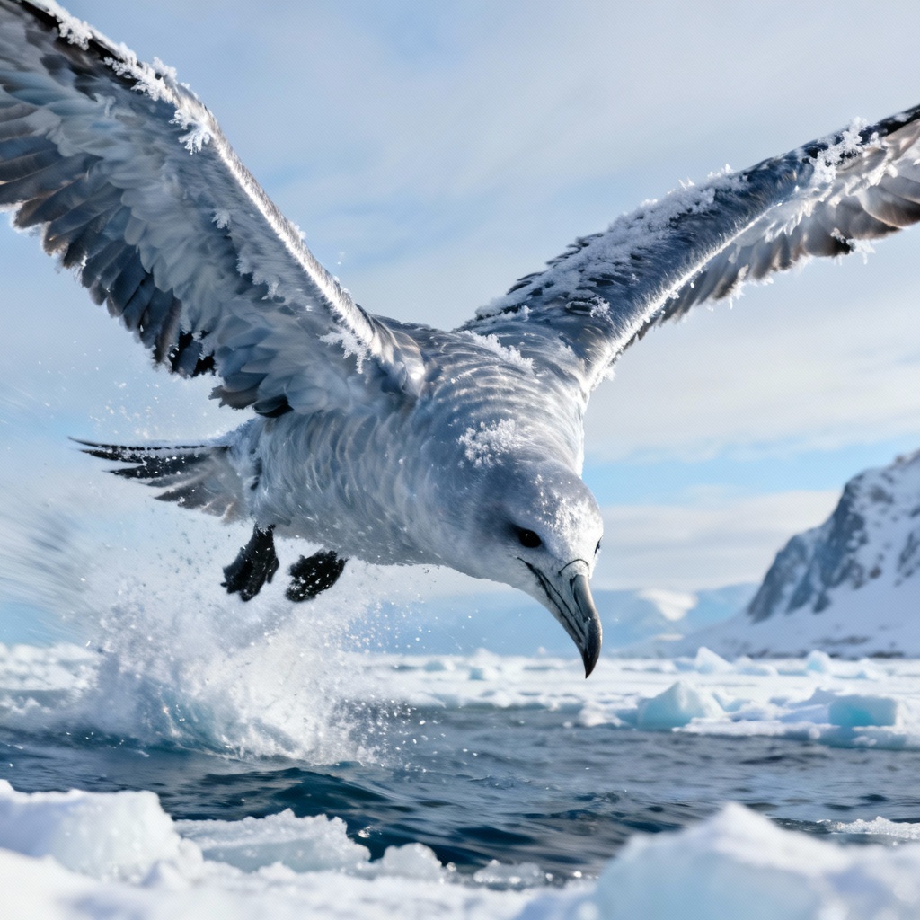AI giant roc bird over ice canyon