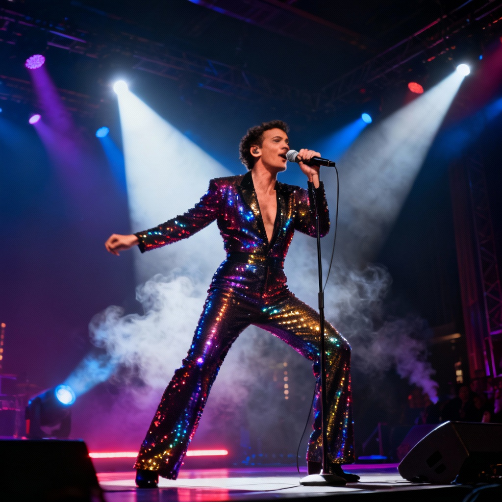 AI celebrity-style music stage performance portrait