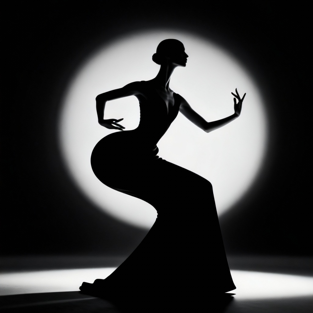 AI couture dramatic silhouette pose