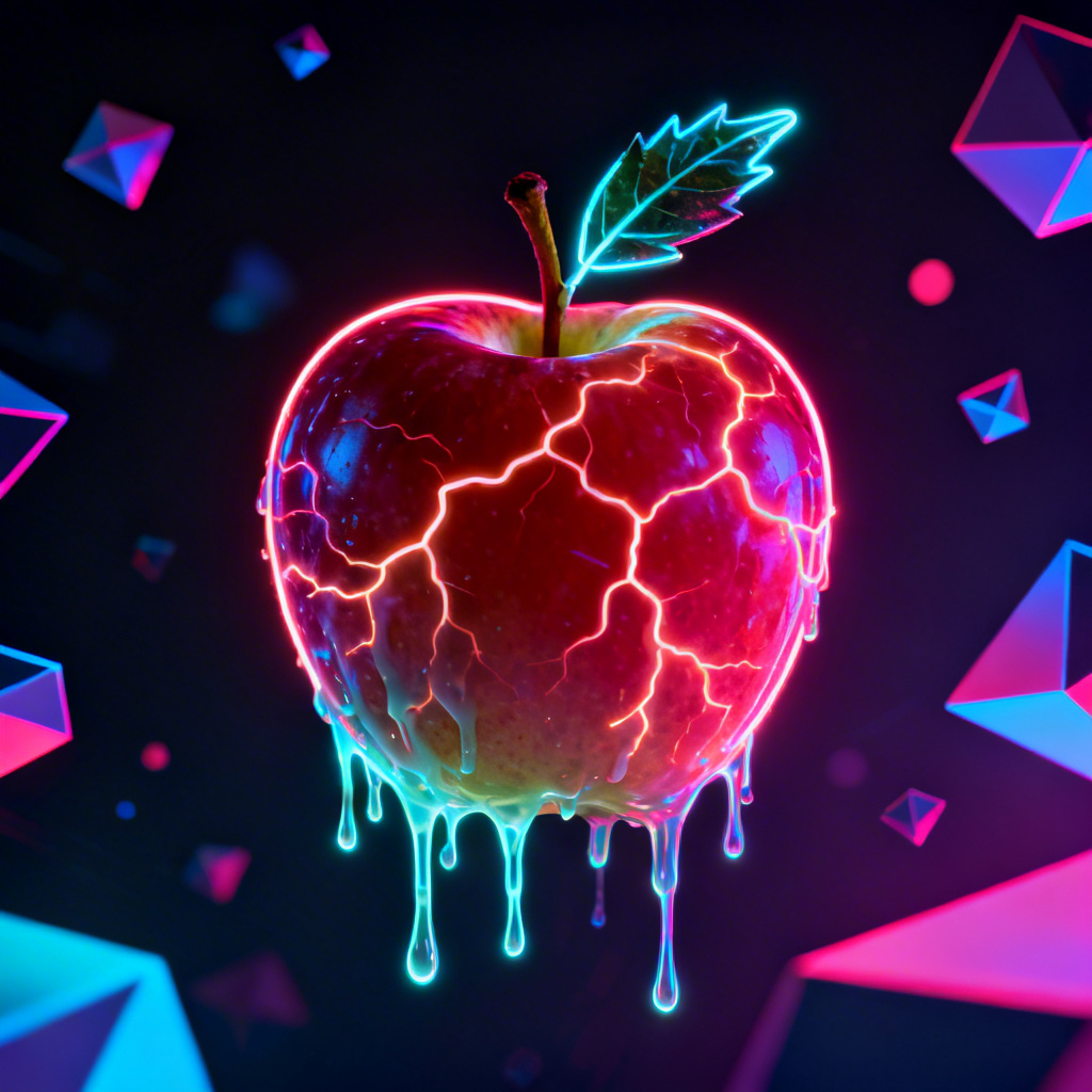 AI Freaky Apple Neon Nightmare