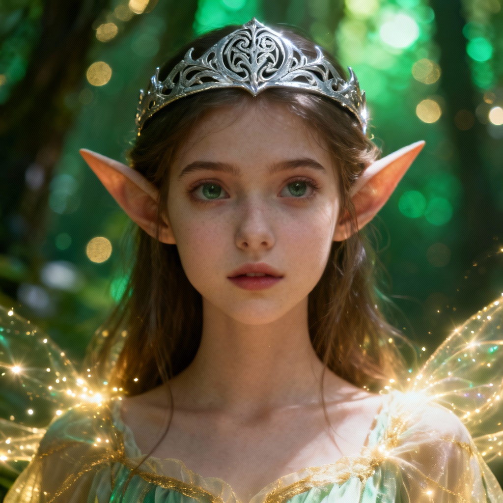Fantasy Elf AI Girl Avatar in Luminous Forest