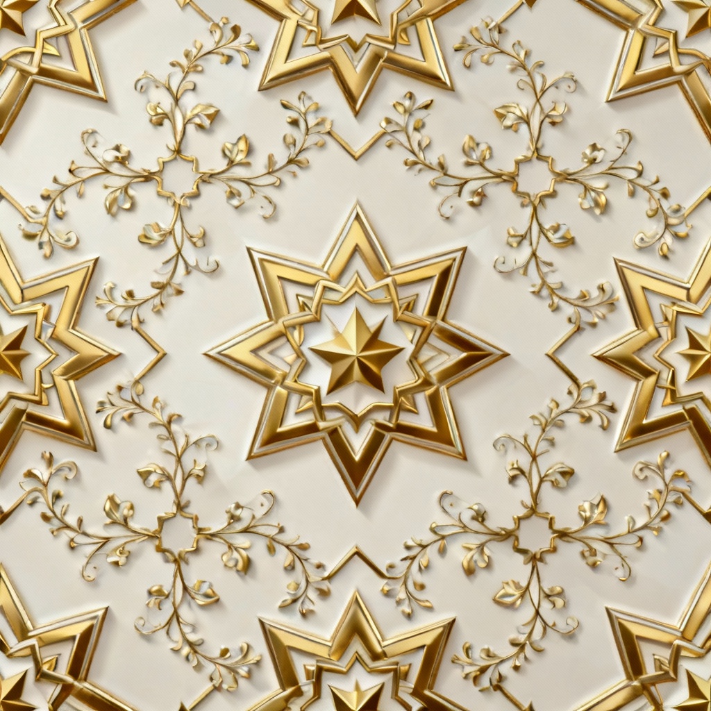 AI Seamless Golden Arabesque Tile Pattern