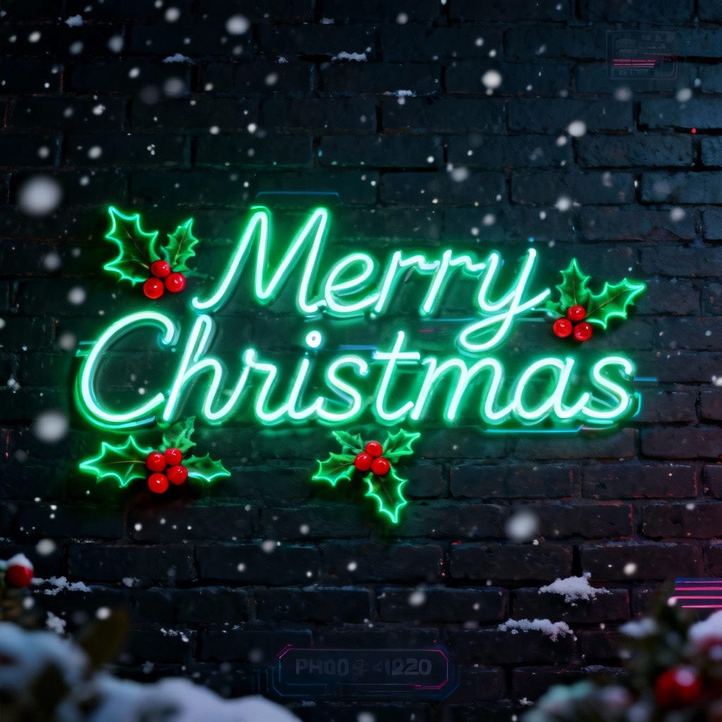 Neon Merry Christmas wallpaper for phone with glowing sign
